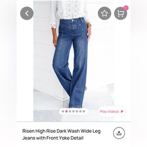 NWT Risen High Rise Front Yoke Wide Leg Jeans
